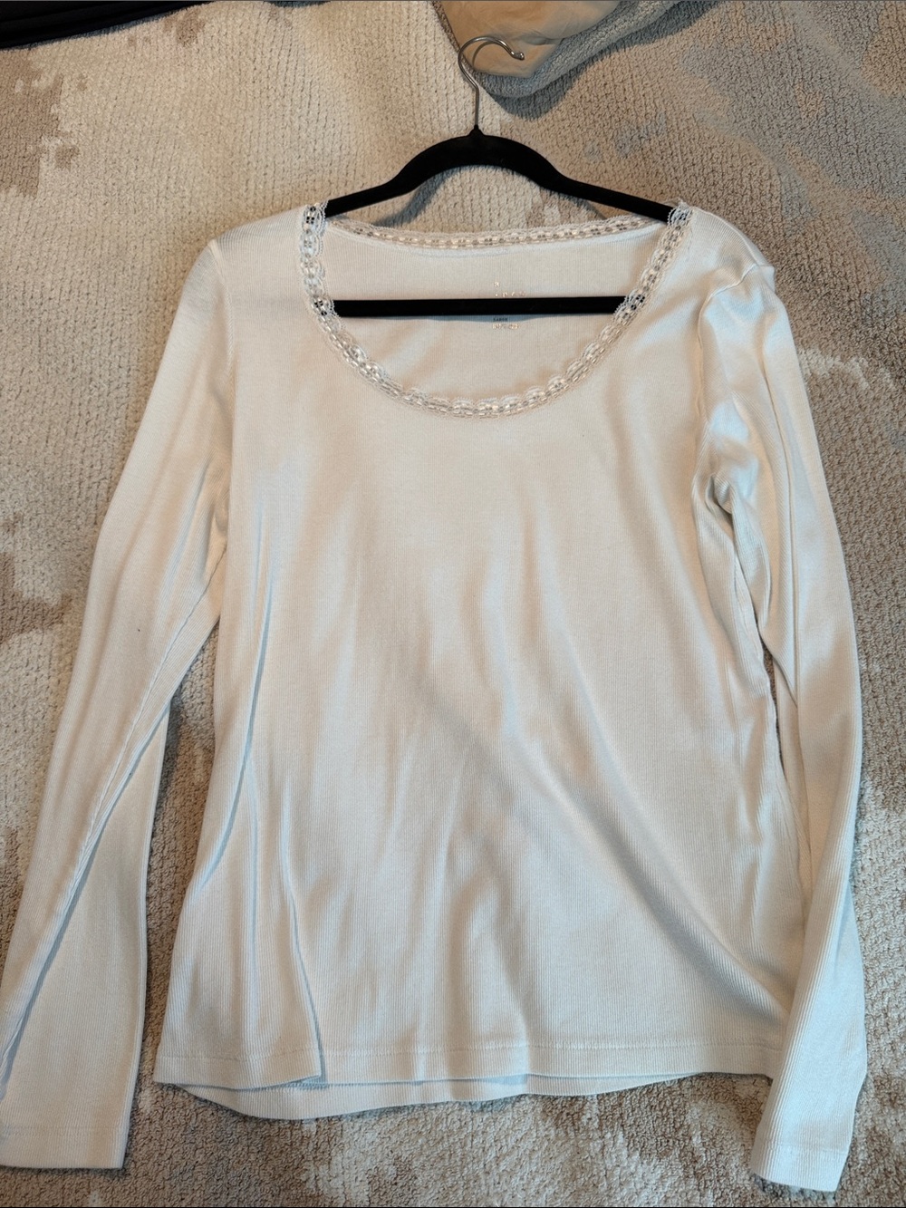 a new day Ivory Long-Sleeve Scoop Neck Top with Beaded Trim